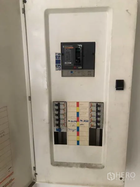 Factory for rent in Khlong Luang, Pathum Thani - Factory electrical control panel and breaker box inside the utility area.