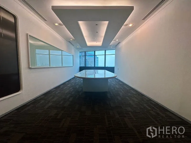 Office Space for rent in Khlong Toei, Bangkok - Another angle of the conference room with recessed ceiling and skyline view.