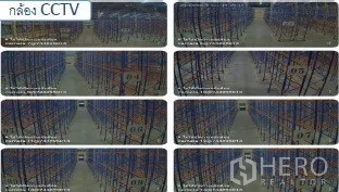 Warehouse for rent in Mueang Pathum Thani, Pathum Thani - CCTV monitoring wall displaying multiple camera feeds of racking aisles.
