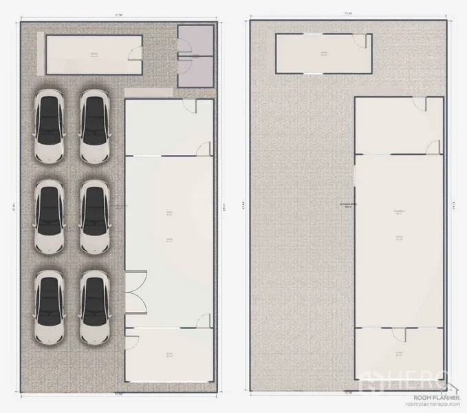 Standalone for rent or sale in Bang Na, Bangkok - Two-level floor plan illustrating multiple rooms and parking for six cars.