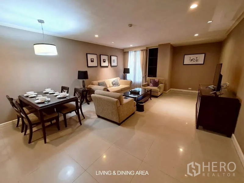 Retail Space for rent in Watthana, Bangkok - Wide living and dining space with table set and soft lighting