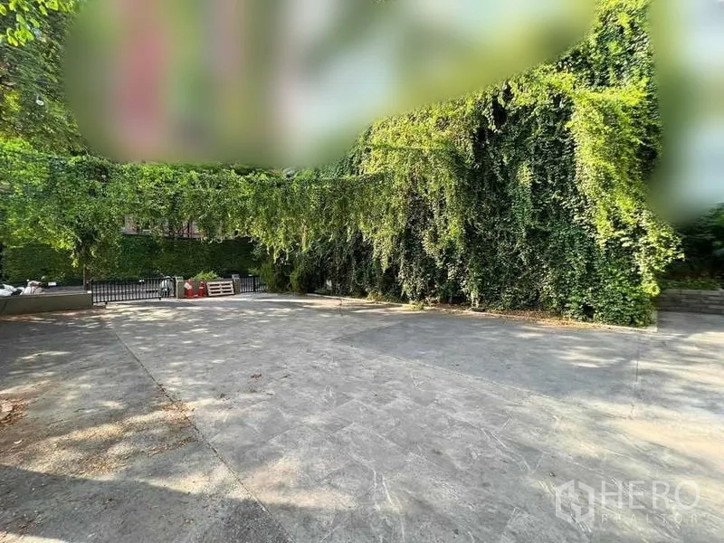 Retail Space for rent in Phaya Thai, Bangkok - Large paved courtyard shaded by lush hanging vines.