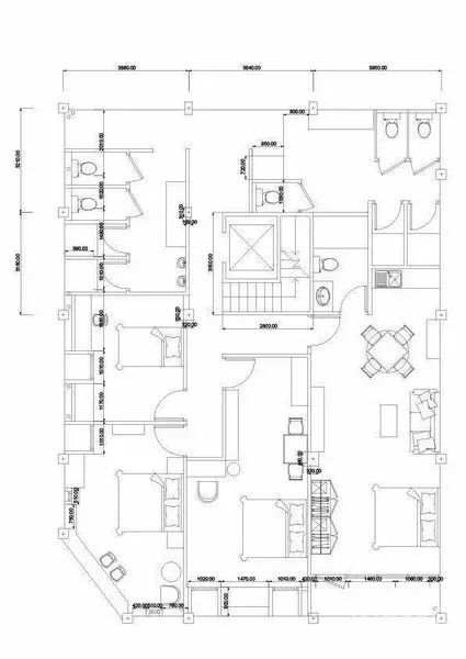 Shophouse for rent in Bang Rak, Bangkok - Detailed floor plan layout illustrating rooms, stairs and washrooms for a multi-level shophouse.
