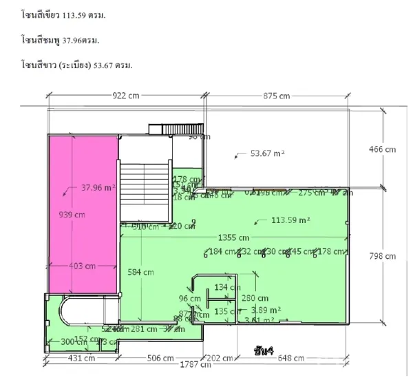 Retail Space for rent in Bang Rak, Bangkok - Floor plan showing interior zones and outdoor terrace with detailed dimensions.