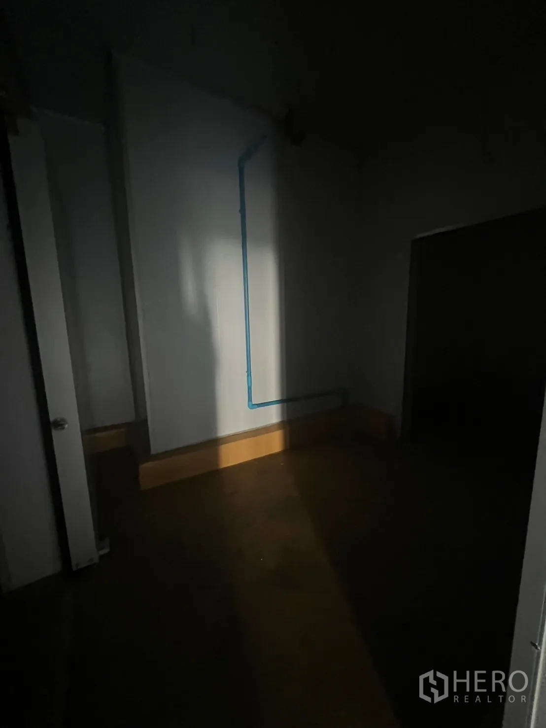 Retail Space for rent - Back room or storage area with plumbing points, ready for kitchen or restroom.
