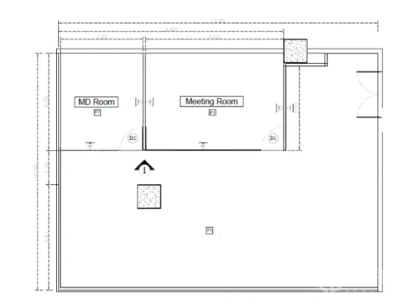 Office Space for rent in Din Daeng, Bangkok - Office floor plan showing executive room, meeting room, and a large open workspace layout.