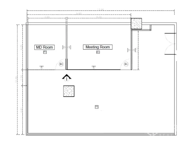 Office Space for rent in Din Daeng, Bangkok - Office floor plan showing executive room, meeting room, and a large open workspace layout.